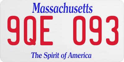 MA license plate 9QE093