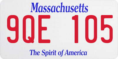 MA license plate 9QE105