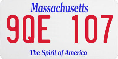 MA license plate 9QE107