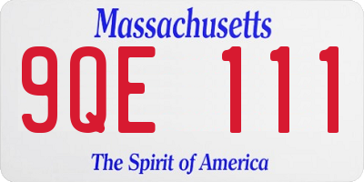 MA license plate 9QE111