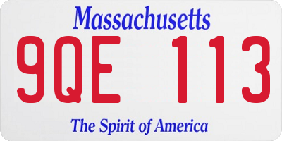 MA license plate 9QE113