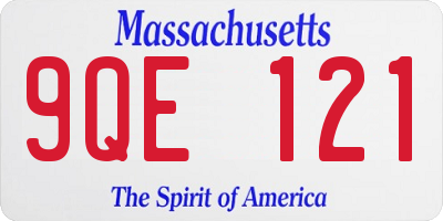 MA license plate 9QE121