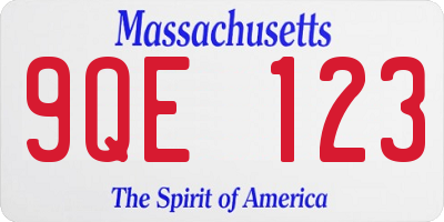MA license plate 9QE123