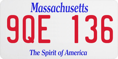 MA license plate 9QE136