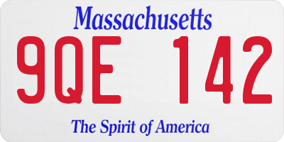 MA license plate 9QE142