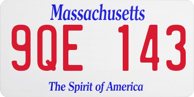 MA license plate 9QE143