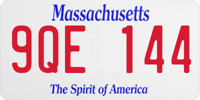 MA license plate 9QE144