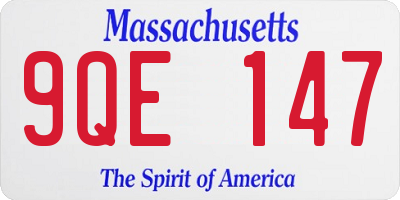 MA license plate 9QE147