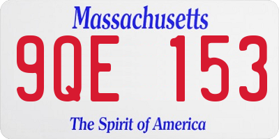 MA license plate 9QE153