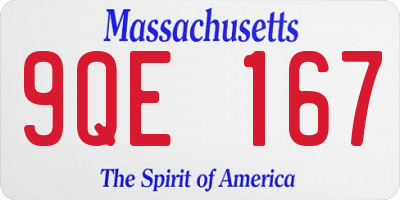 MA license plate 9QE167