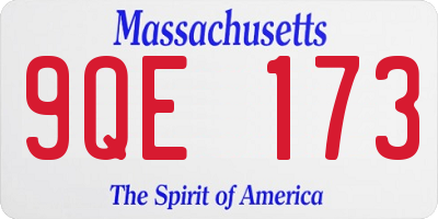 MA license plate 9QE173