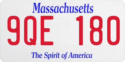 MA license plate 9QE180
