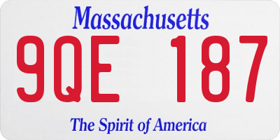 MA license plate 9QE187