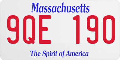 MA license plate 9QE190