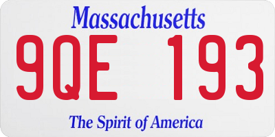 MA license plate 9QE193