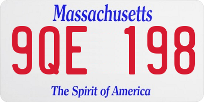 MA license plate 9QE198