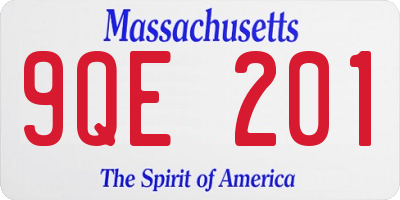 MA license plate 9QE201