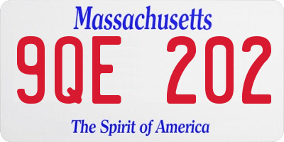 MA license plate 9QE202