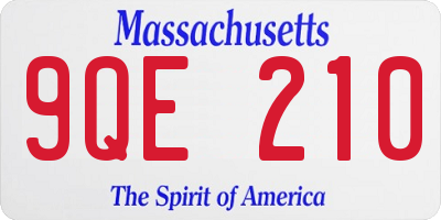 MA license plate 9QE210