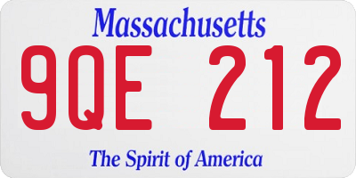 MA license plate 9QE212