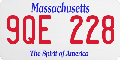 MA license plate 9QE228