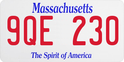 MA license plate 9QE230