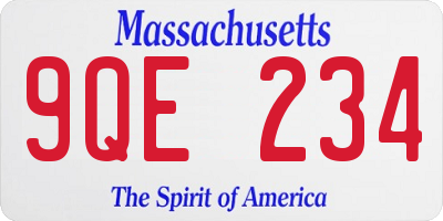 MA license plate 9QE234