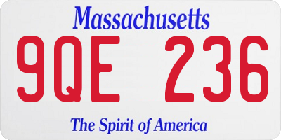 MA license plate 9QE236