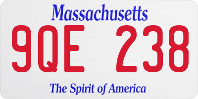 MA license plate 9QE238