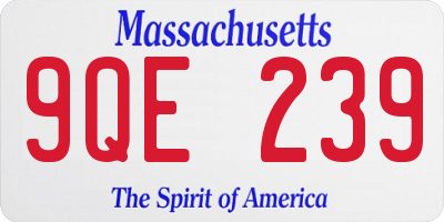 MA license plate 9QE239