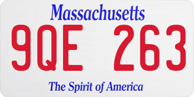 MA license plate 9QE263