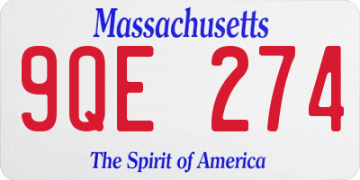 MA license plate 9QE274