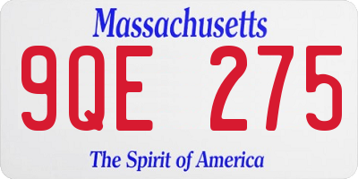 MA license plate 9QE275