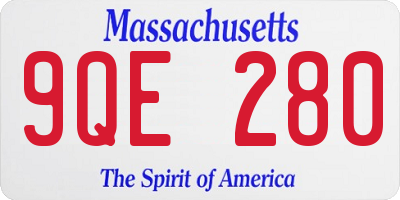 MA license plate 9QE280