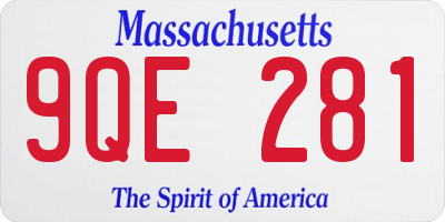 MA license plate 9QE281