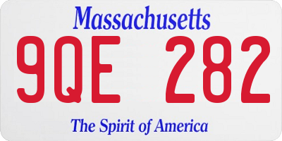 MA license plate 9QE282