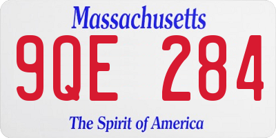 MA license plate 9QE284