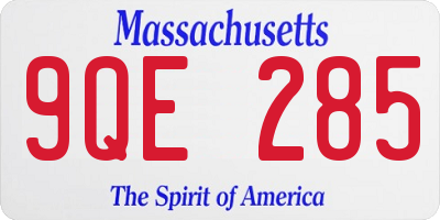 MA license plate 9QE285