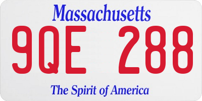 MA license plate 9QE288