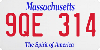 MA license plate 9QE314