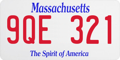 MA license plate 9QE321