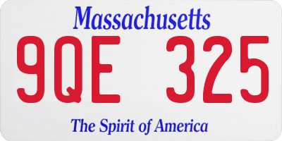MA license plate 9QE325