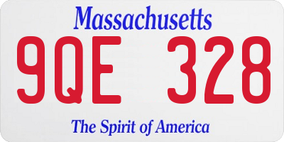 MA license plate 9QE328