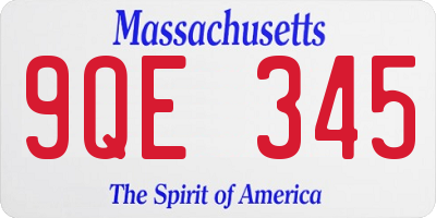 MA license plate 9QE345