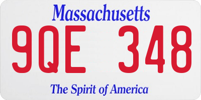 MA license plate 9QE348
