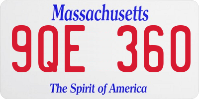 MA license plate 9QE360