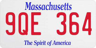 MA license plate 9QE364