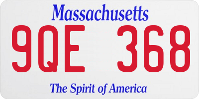 MA license plate 9QE368