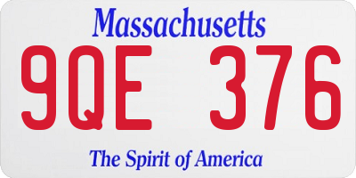 MA license plate 9QE376
