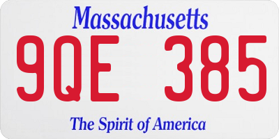 MA license plate 9QE385